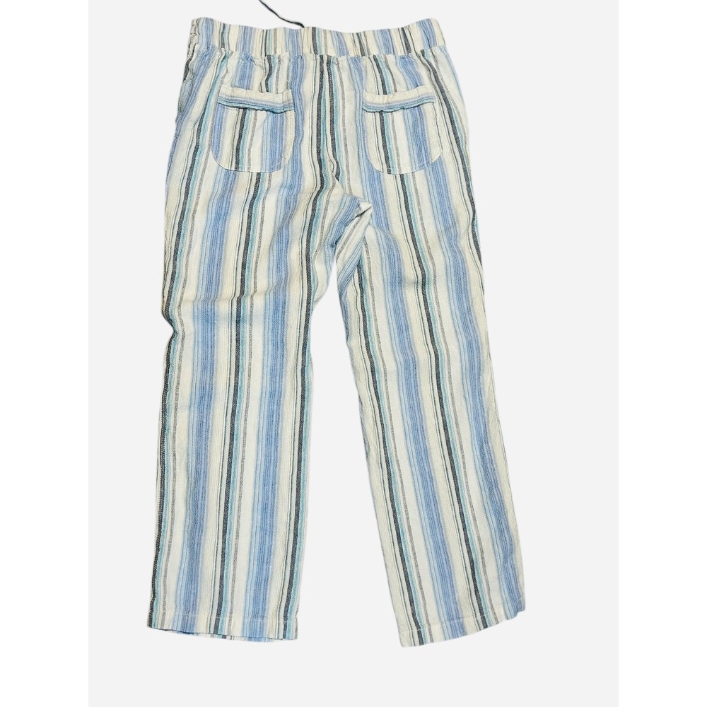 Per Se Blue Striped Linen Blend Drawstring Pants Women Size M - Picture 4 of 10